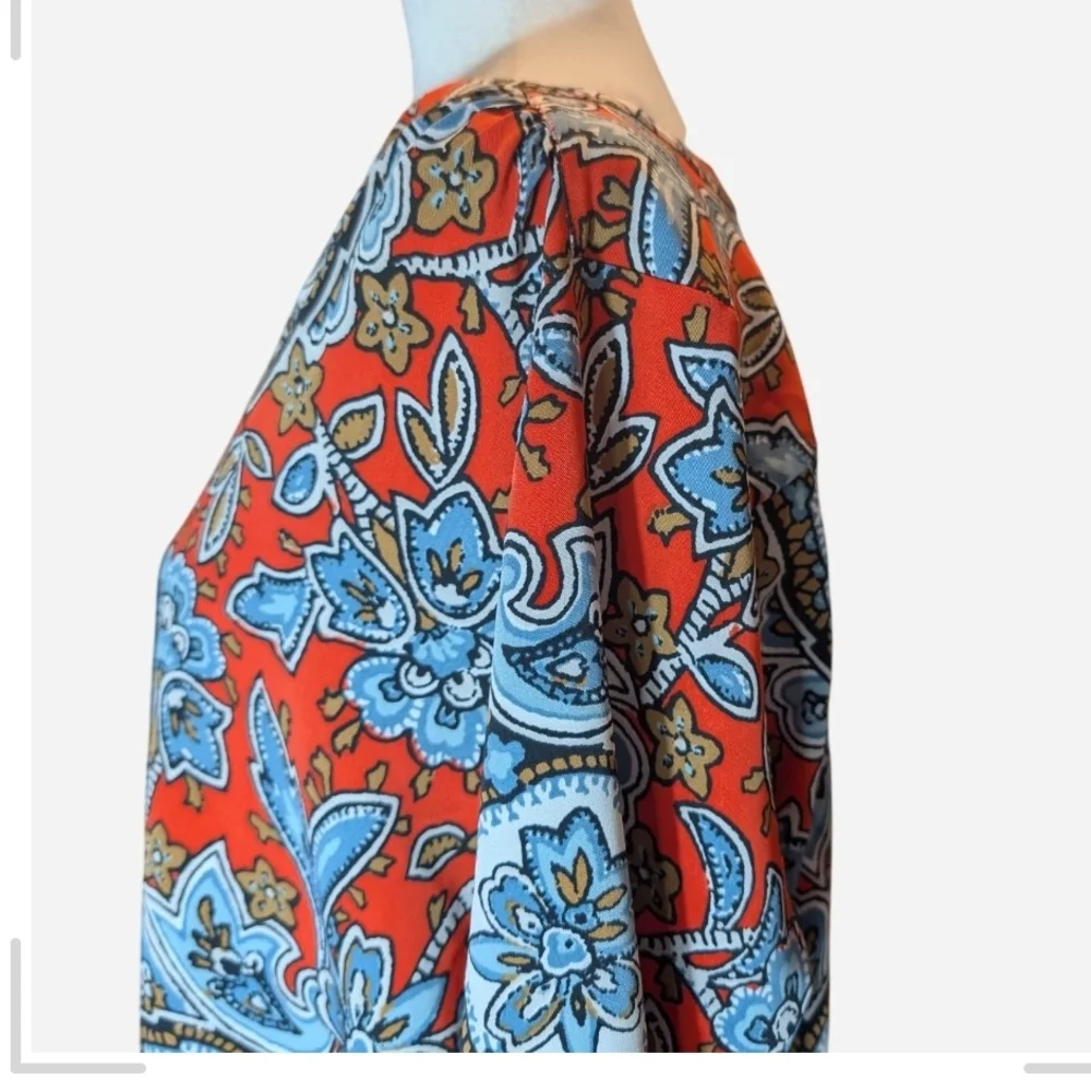 Pre-owned LOFT Red and Blue Patterned Dress - Picture 9 of 9